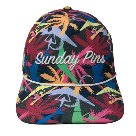 Sunday Pins Snapback Rope Hat Multicolor One Size All Over Print Adidas - Picture 1 of 9